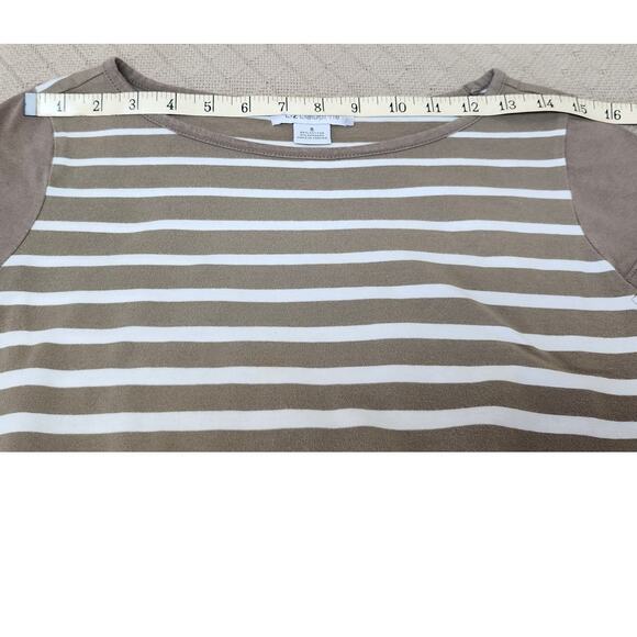Liz Claiborne Short Sleeved Brown and White T-shirt Women's Size Small - Picture 14 of 14